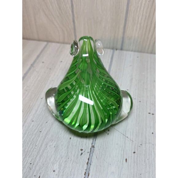 Vtg Murano? Blown Glass Green Frog Milliefiore Flower Eyes Art Sculpture - Picture 2 of 9